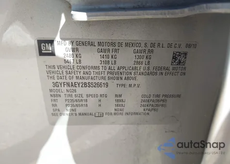 2011 Cadillac Srx Luxury Collection из США, поврежденный, VIN 3GYFNAEY2BS526619